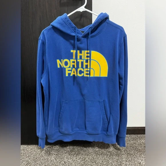 The North Face Men's Royal Blue Hoodie with Yellow Logo - Picture 1 of 3